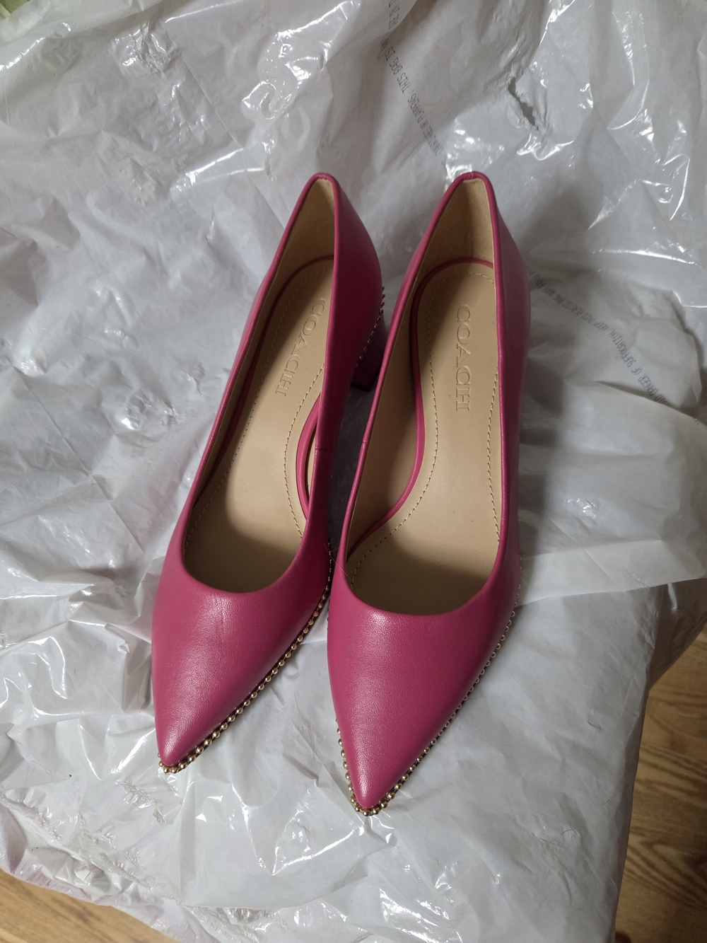 COACH Pink Pointed Toe Leather Pumps